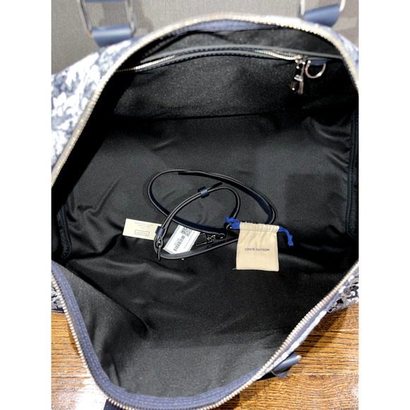 Louis Vuitton Keepall Bandouliere 50 Tapestry Blue Monogram Weekend Travel Bag - Picture 8 of 9